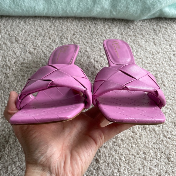 Olivia Ferguson Quilted Woven Lilac Purple High Heels, Size 7.5 Open Square Toe - Picture 4 of 15